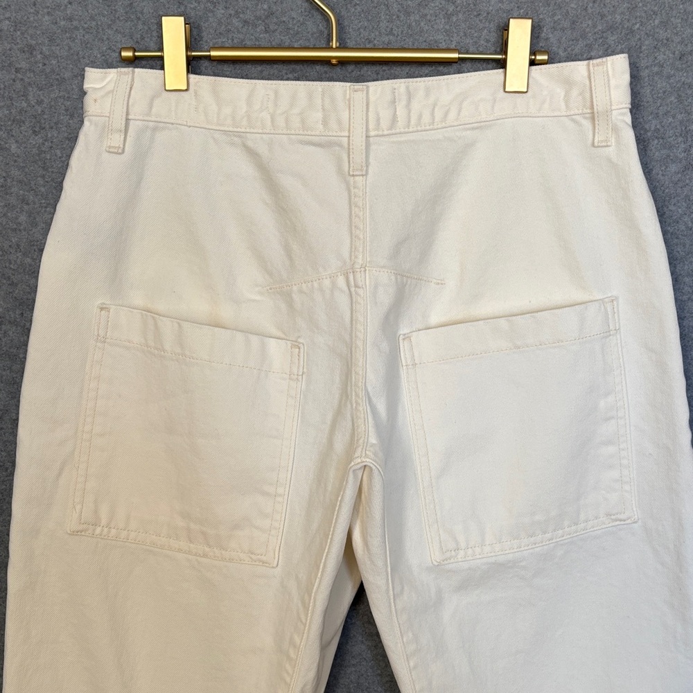 Nili Lotan Shon Denim Barrel Leg Tapered Crop Jean Pant - Size 29 Cream - Picture 5 of 16